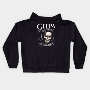 Geepa The Man The Myth The Legend Happy Father Halloween Day Skeleton Lover Fans Kids Hoodie